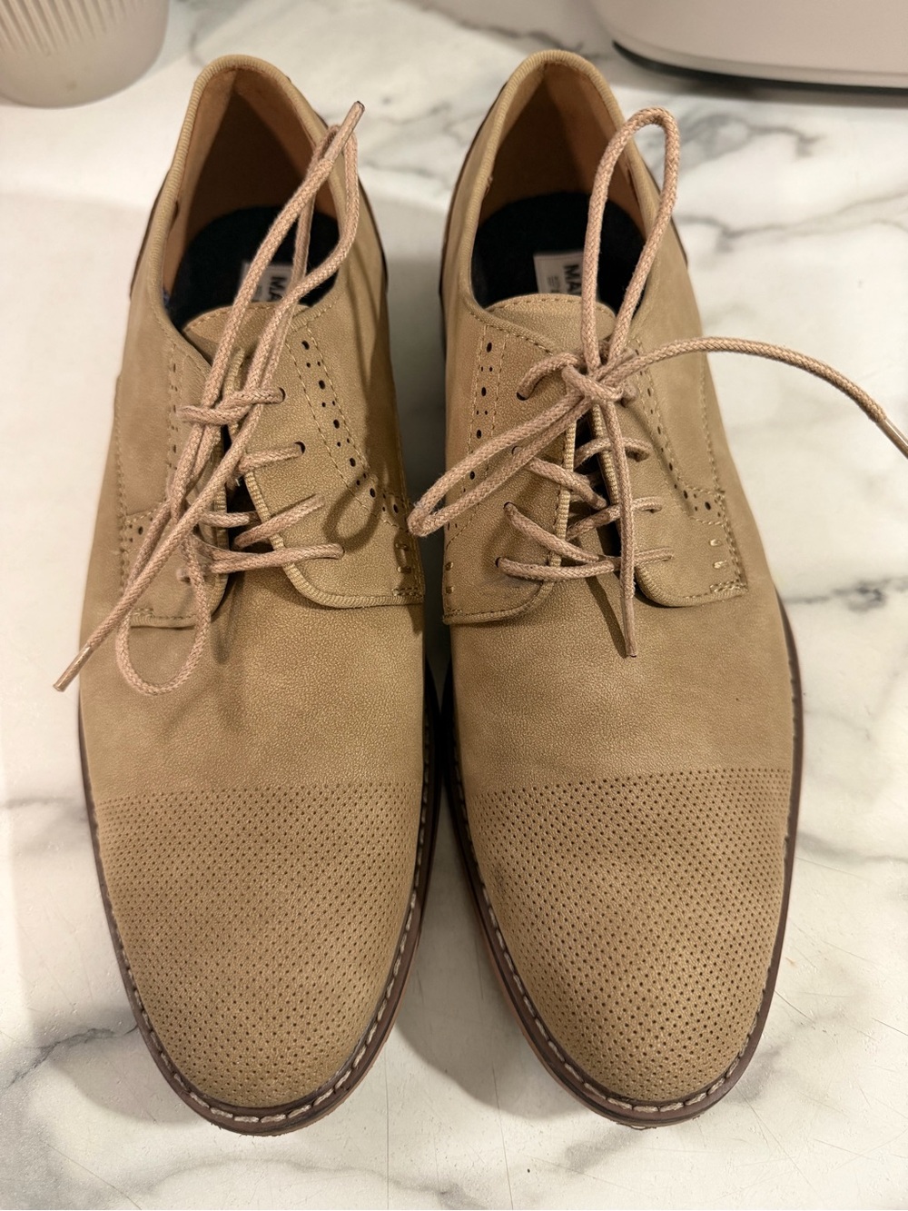 Men's Suede Lace-Up Derbys in Light Tan